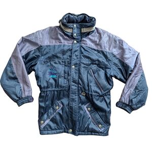 Etirel Vintage 80s 90s Navy Blue Purple Lined Winter Ski Jacket Size 16